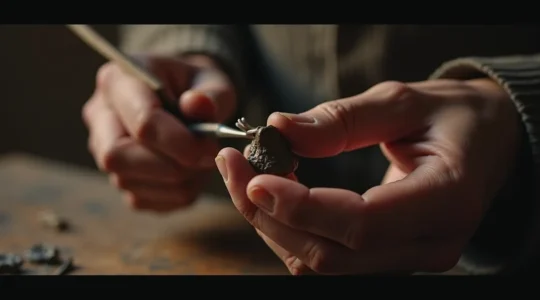 Mains d'un artisan au travail, capturant la précision d'un geste technique expert