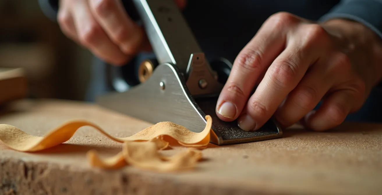 Adulte en formation apprenant les techniques de menuiserie avec un formateur