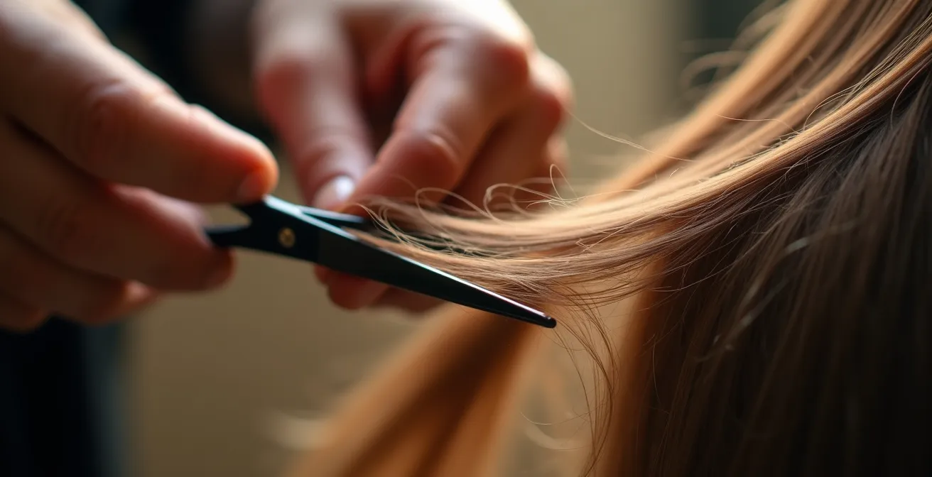 Une coiffeuse professionnelle coiffe une cliente souriante dans un intérieur chaleureux